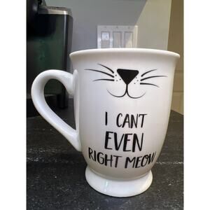 Mudpie I Can’t Even Right Meow Cat Ceramic Tea‎ Coffee Mug White Black